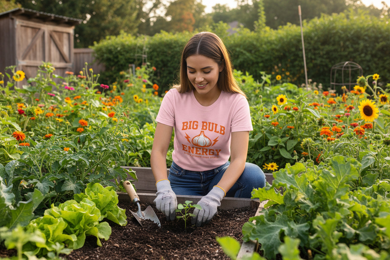 Big Bulb Energy Garlic Tee — Funny Women's Cotton T-Shir