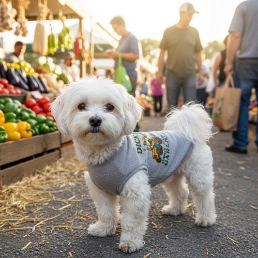 Pet Tank Top — "Dick's Stinkin' Good Garlic" Tractor Dog/Cat Shirt — Funny Farm Garlic Farmer Design - Dick's Stinkin' Good Garlic