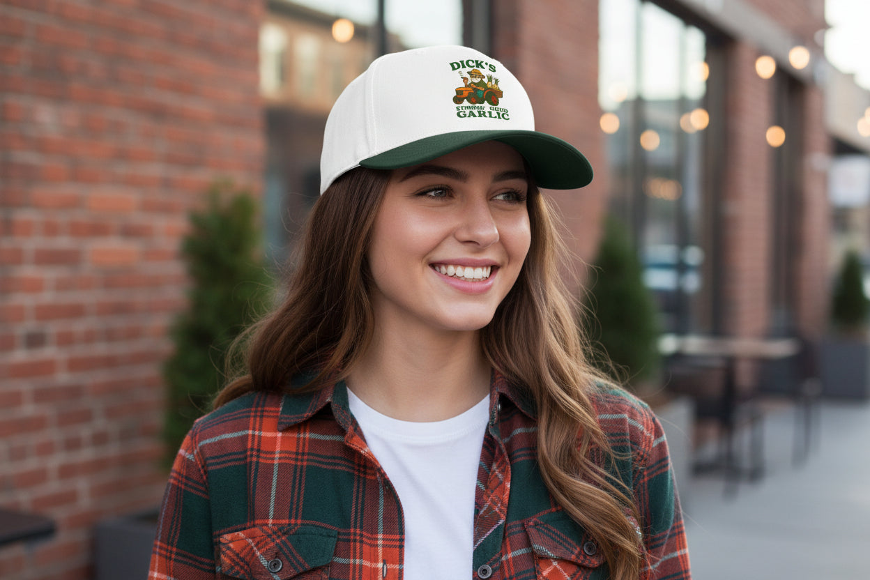 Garlic Lover Mid Profile Baseball Cap — 'Garlic Greatness' Adjustable Farm Hat - Dick's Stinkin' Good Garlic